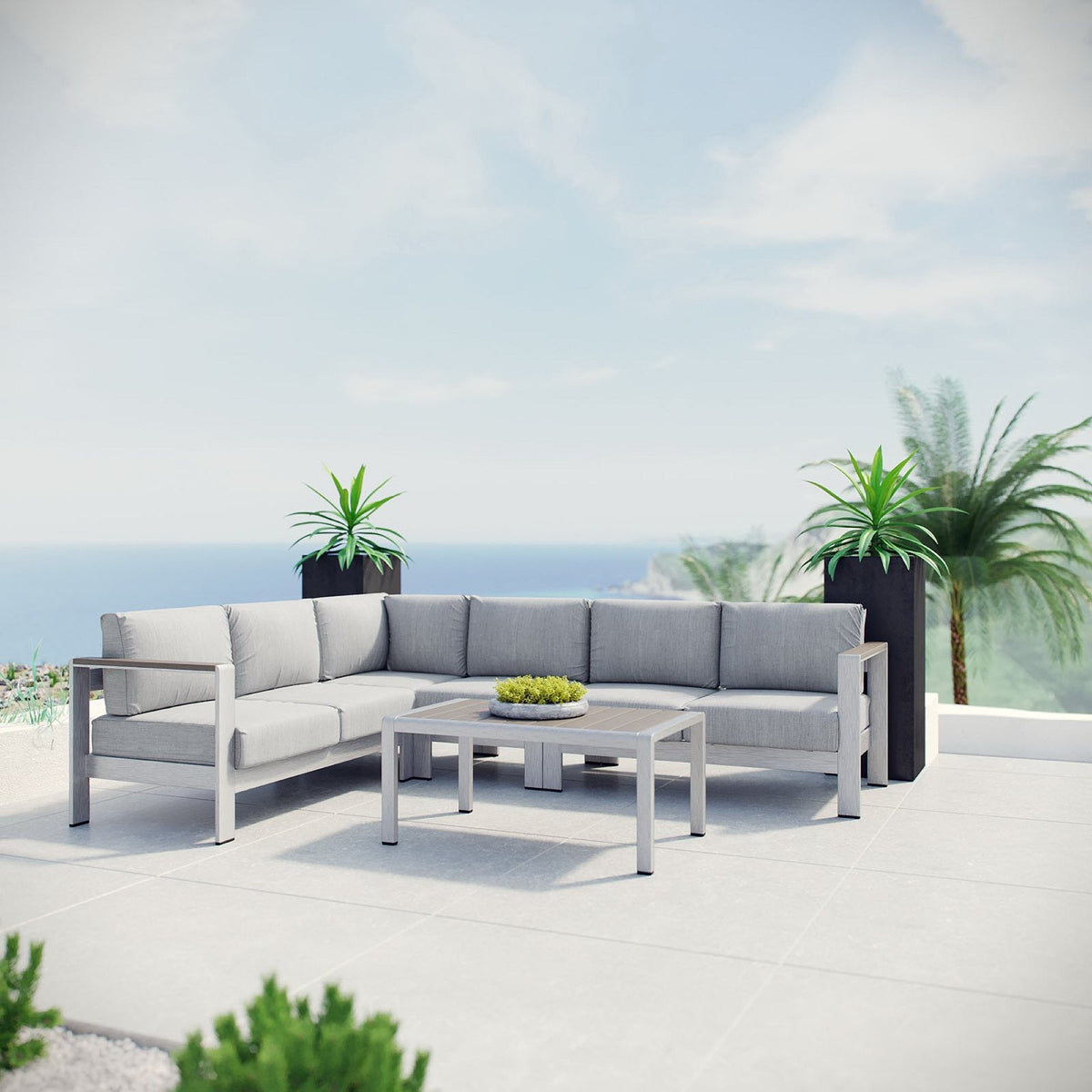 Modway Shore 5-Piece Aluminum Patio Sectional Set