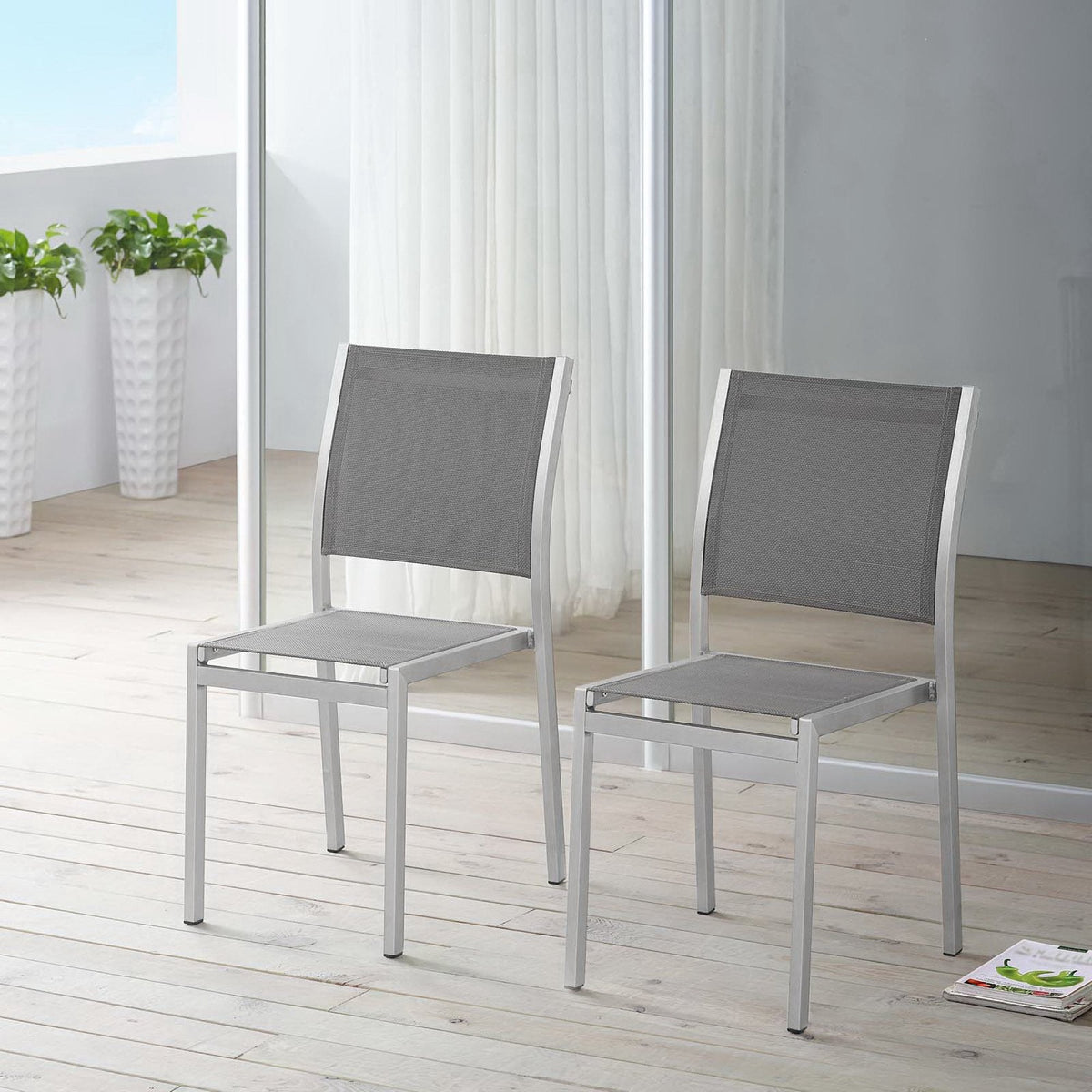 Shore Outdoor Patio Aluminum Side Chair Set of 2 by Modway