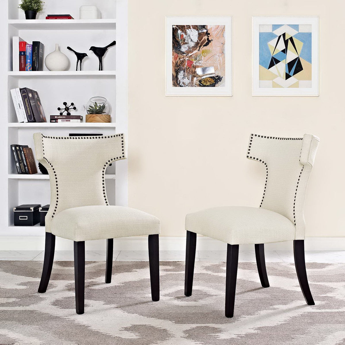 Curve Fabric Dining Side Chair Set of 2 by Modway