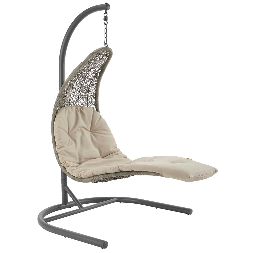 Landscape Hanging Chaise Lounge Outdoor Patio Swing Chair by Modway - Light Gray Beige / Light Gray Gray (EEI-2952)
