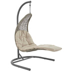 Landscape Hanging Chaise Lounge Outdoor Patio Swing Chair by Modway - Light Gray Beige / Light Gray Gray (EEI-2952)