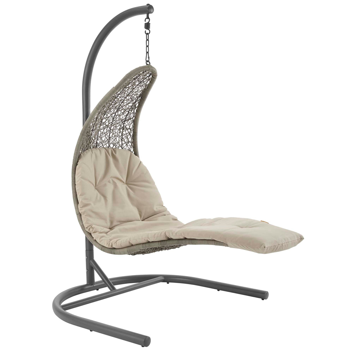 Landscape Hanging Chaise Lounge Outdoor Patio Swing Chair by Modway - Light Gray Beige / Light Gray Gray (EEI-2952)