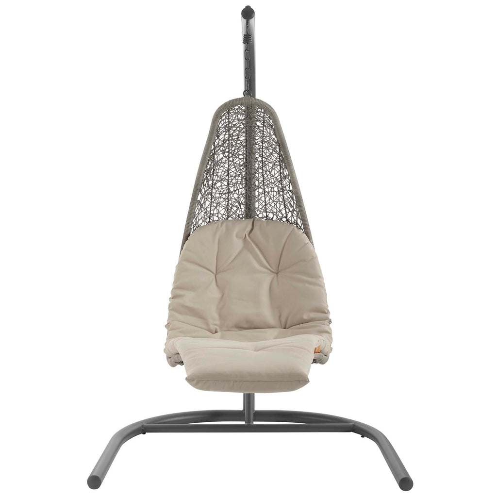 Landscape Hanging Chaise Lounge Outdoor Patio Swing Chair by Modway - Light Gray Beige / Light Gray Gray (EEI-2952)
