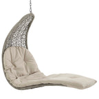 Landscape Hanging Chaise Lounge Outdoor Patio Swing Chair by Modway - Light Gray Beige / Light Gray Gray (EEI-2952)