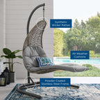 Landscape Hanging Chaise Lounge Outdoor Patio Swing Chair by Modway - Light Gray Beige / Light Gray Gray (EEI-2952)