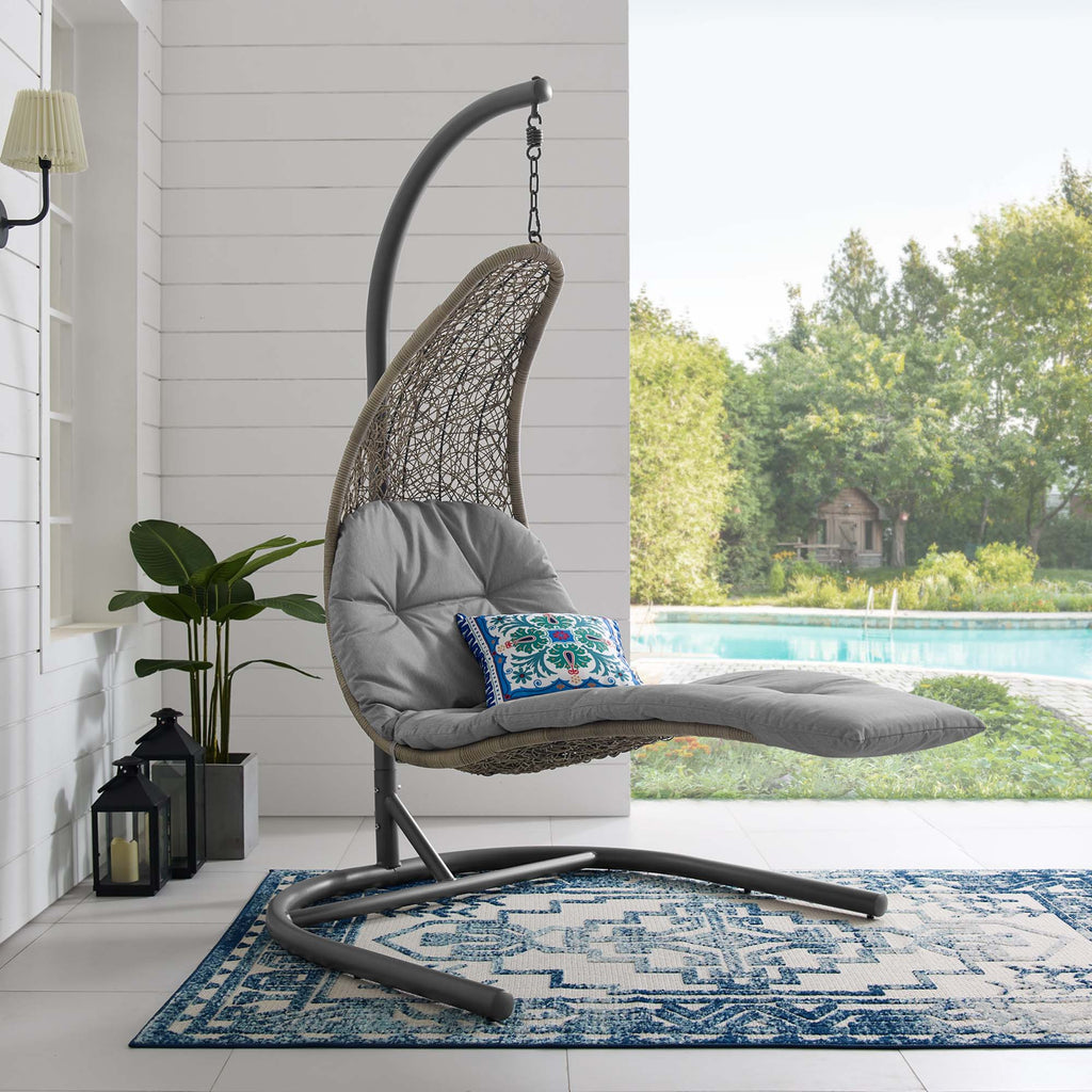 Landscape Hanging Chaise Lounge Outdoor Patio Swing Chair by Modway - Light Gray Beige / Light Gray Gray (EEI-2952)