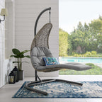 Landscape Hanging Chaise Lounge Outdoor Patio Swing Chair by Modway - Light Gray Beige / Light Gray Gray (EEI-2952)