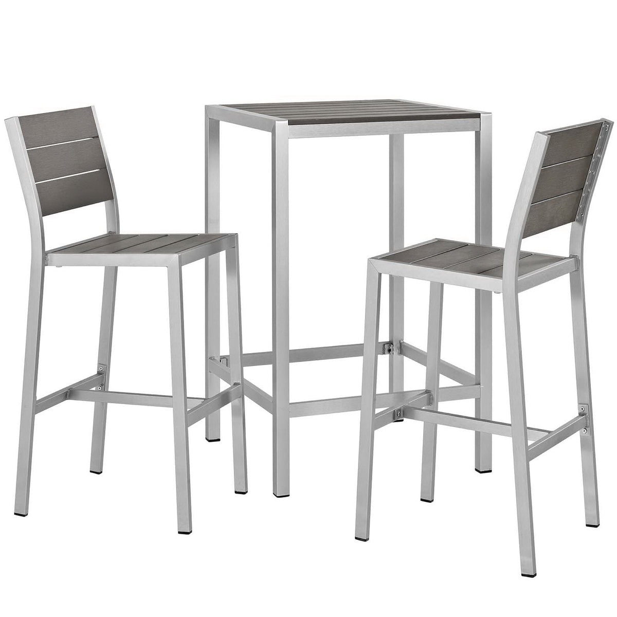 Shore 3 Piece Outdoor Patio Aluminum Pub Set by Modway - EEI-3158