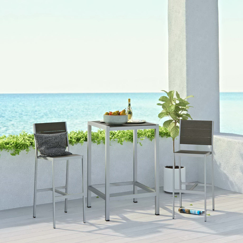 Shore 3 Piece Outdoor Patio Aluminum Pub Set by Modway - EEI-3158