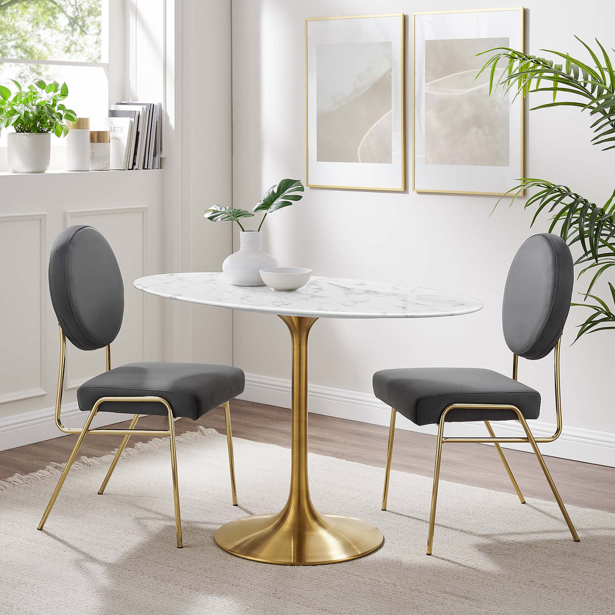 Lippa 48" Oval Faux Marble Dining Table by Modway - EEI-3216