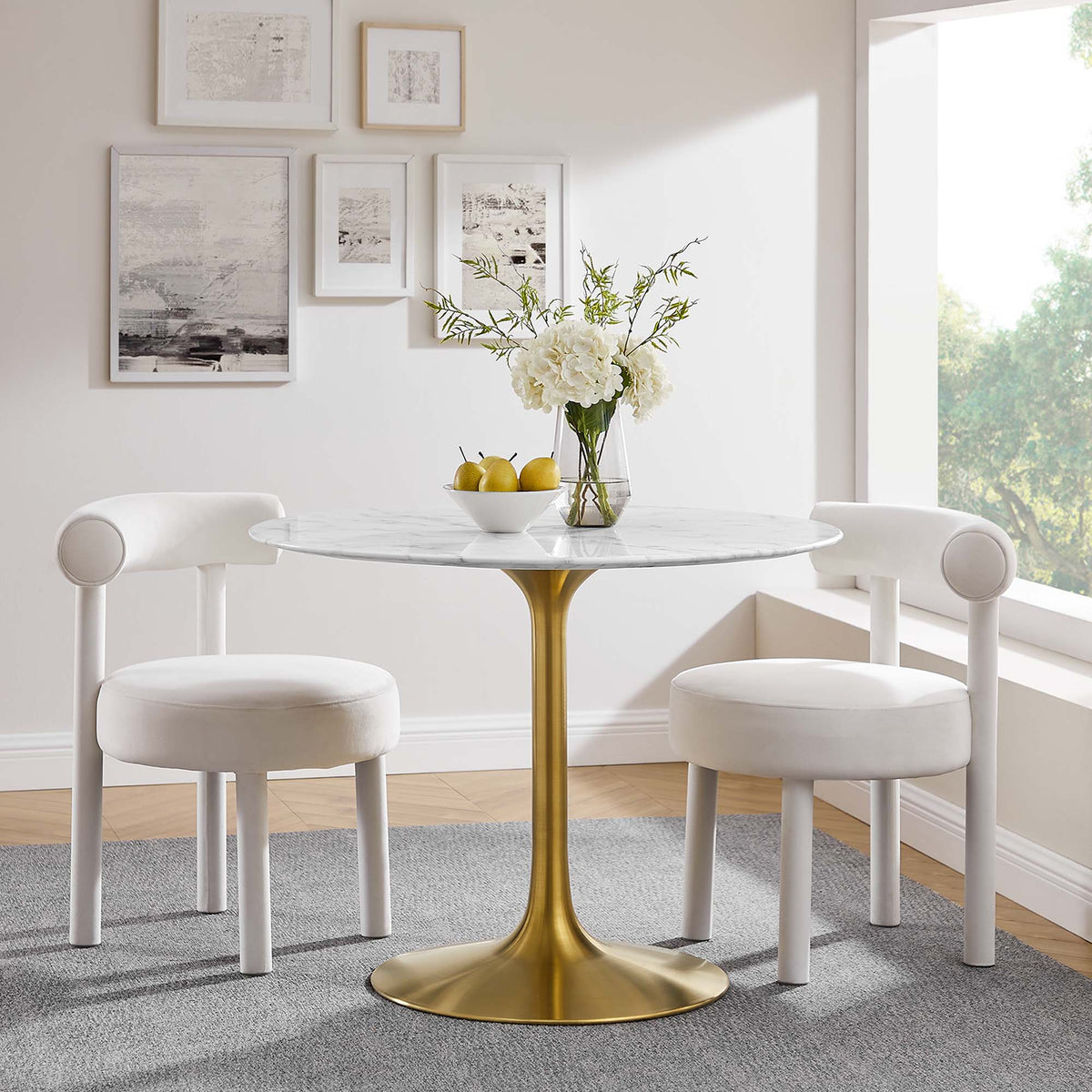 Lippa Round Faux Marble Dining Table by Modway