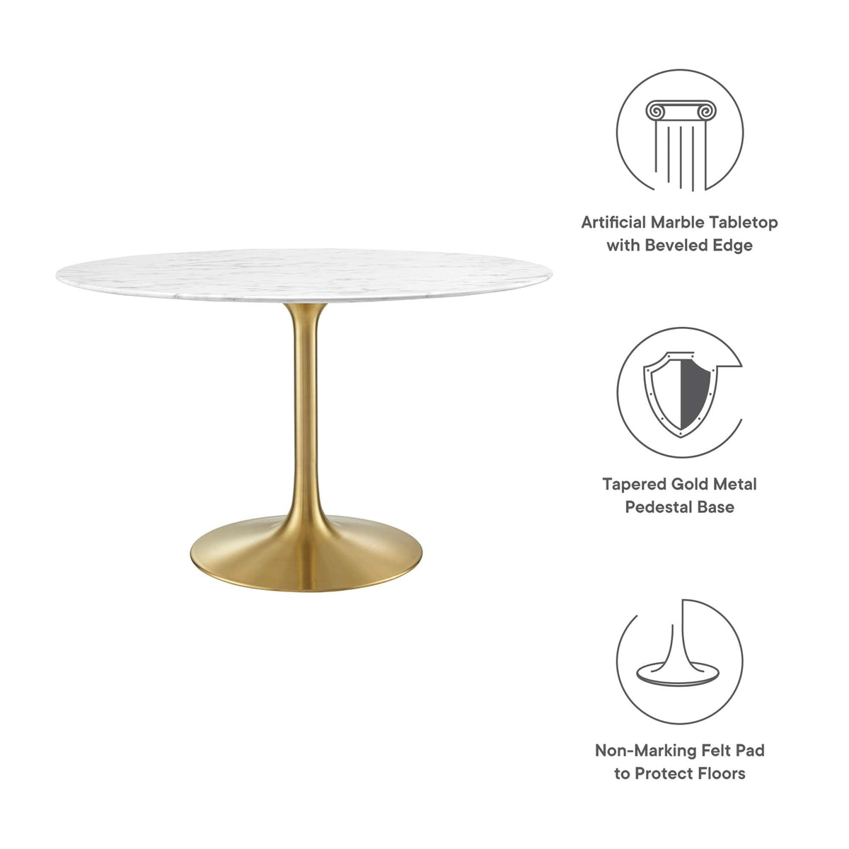 Lippa Round Faux Marble Dining Table by Modway