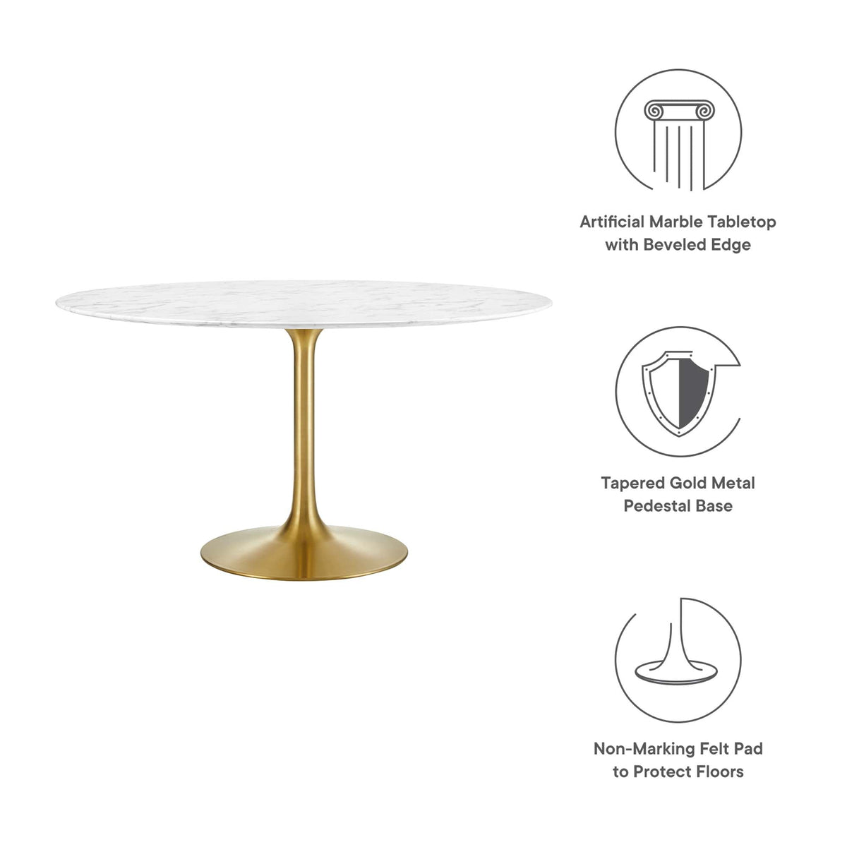 Lippa Round Faux Marble Dining Table by Modway