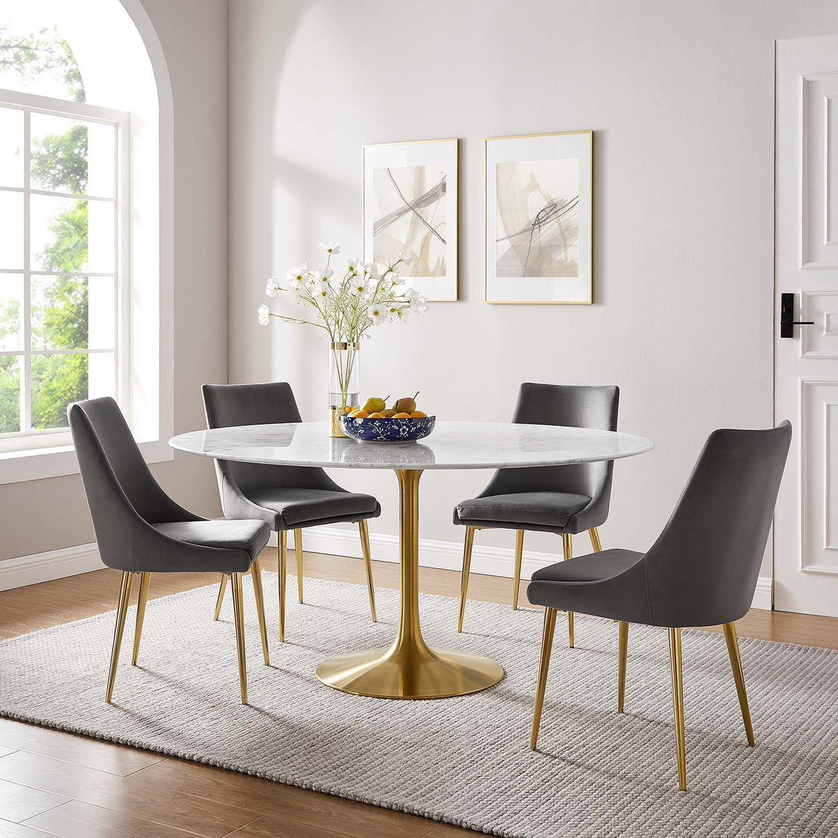 Lippa Round Faux Marble Dining Table by Modway