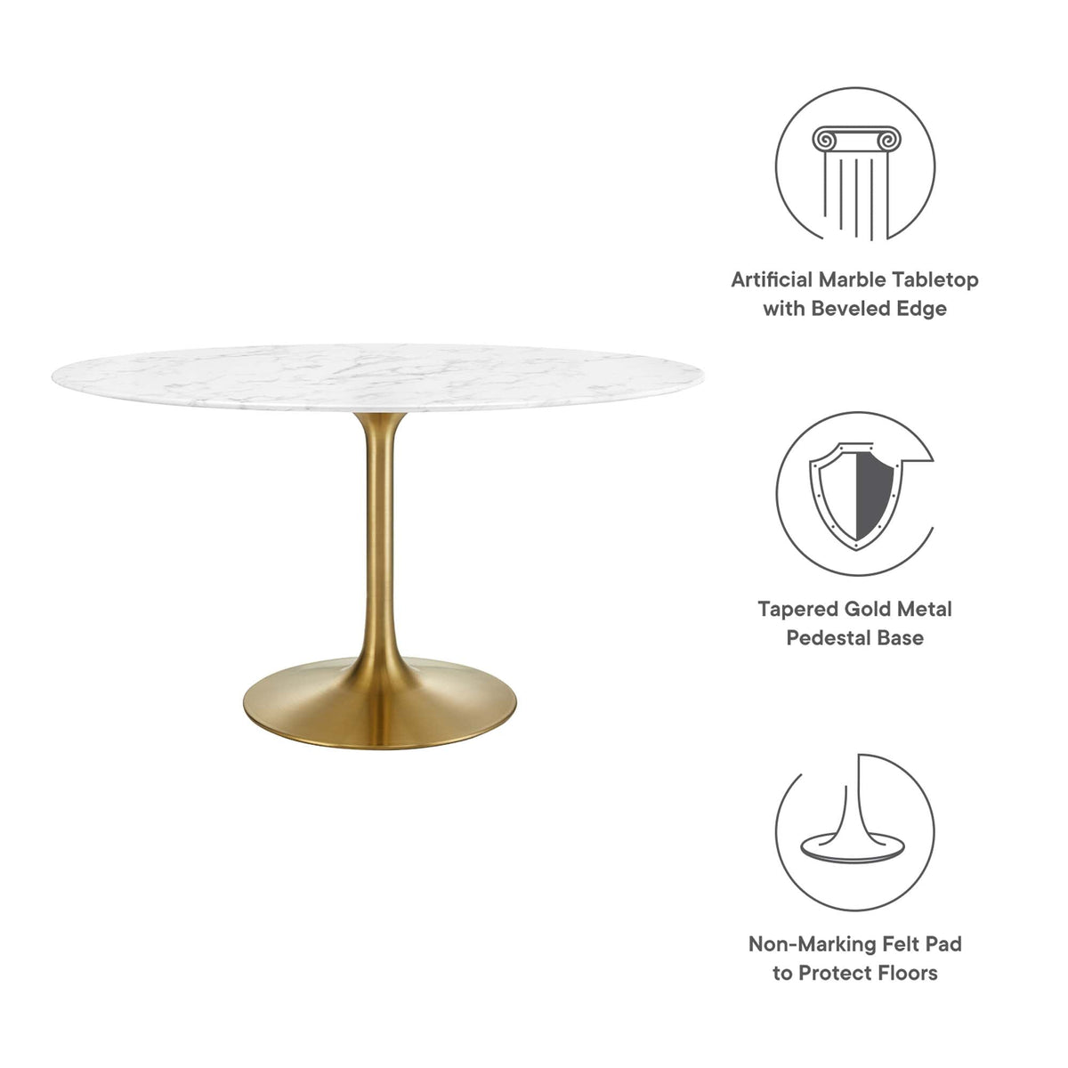 Lippa 54" Oval Faux Marble Dining Table by Modway - EEI-3235