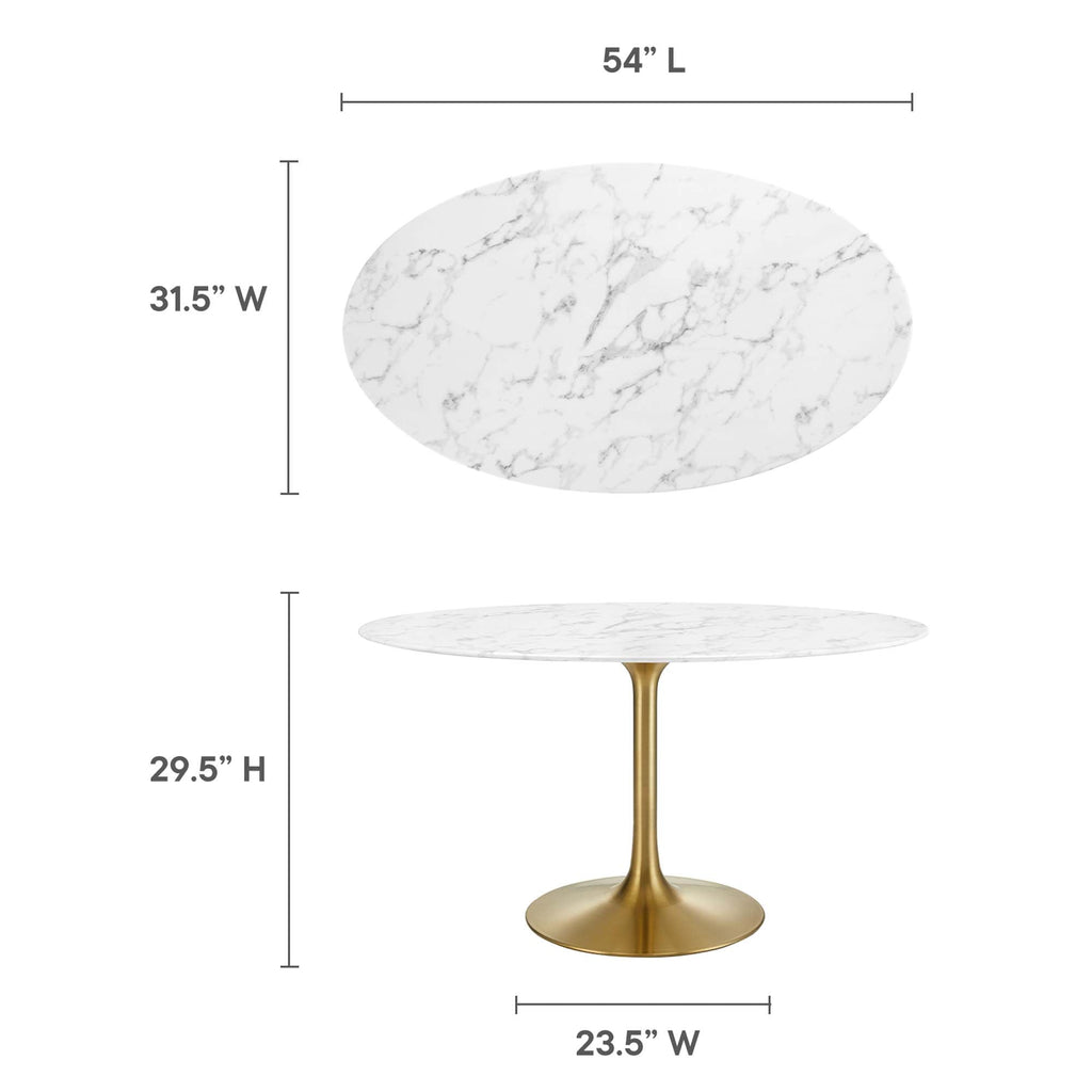 Lippa 54" Oval Faux Marble Dining Table by Modway - EEI-3235