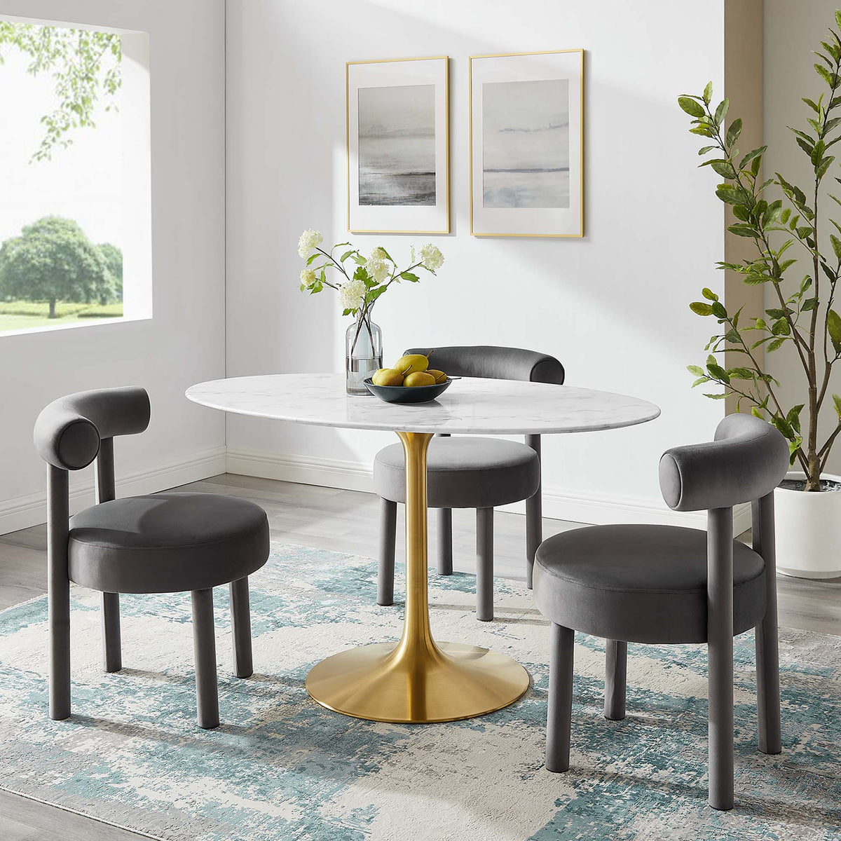 Lippa 54" Oval Faux Marble Dining Table by Modway - EEI-3235
