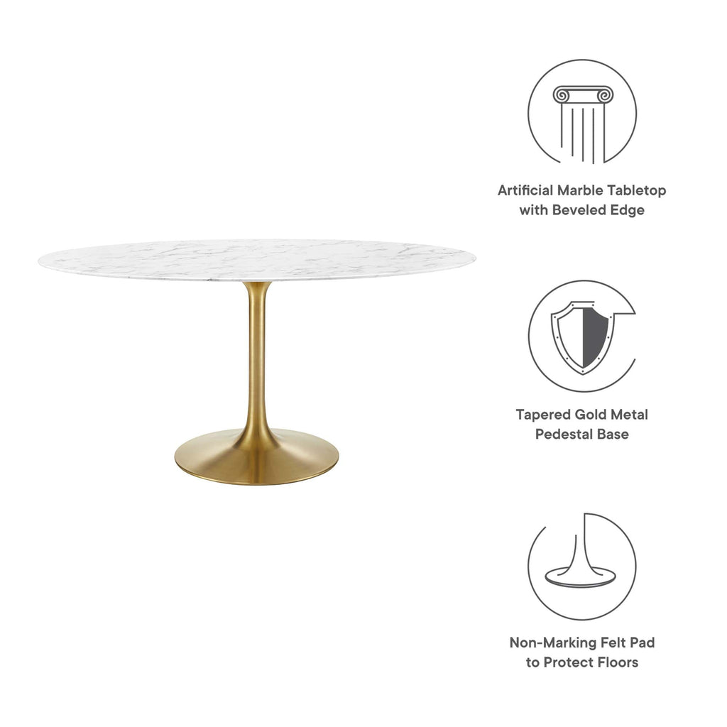 Lippa 60" Oval Faux Marble Dining Table by Modway - EEI-3236