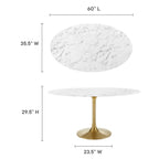 Lippa 60" Oval Faux Marble Dining Table by Modway - EEI-3236