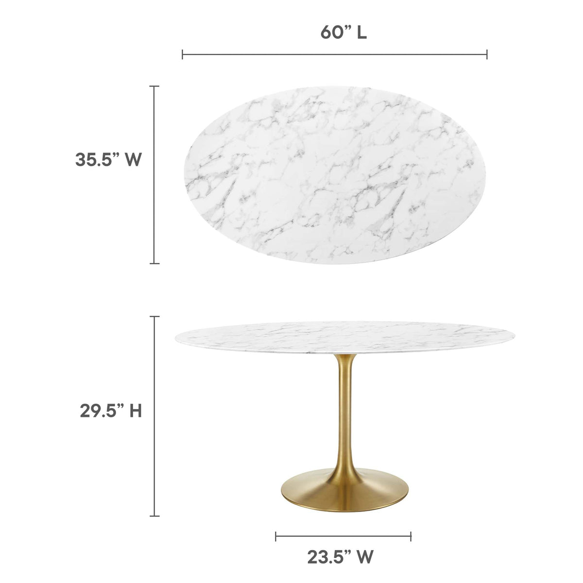 Lippa 60" Oval Faux Marble Dining Table by Modway - EEI-3236