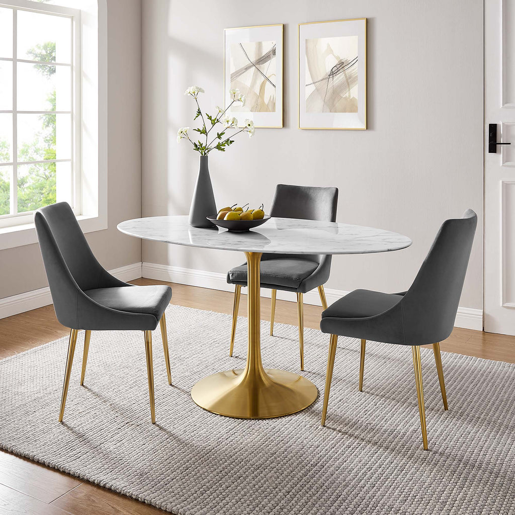 Lippa 60" Oval Faux Marble Dining Table by Modway - EEI-3236