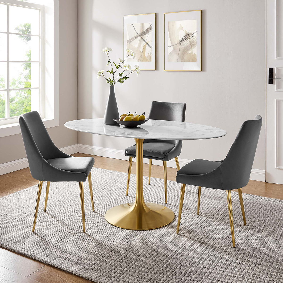 Lippa 60" Oval Faux Marble Dining Table by Modway - EEI-3236