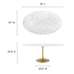 Lippa 78" Oval Faux Marble Dining Table by Modway - EEI-3257