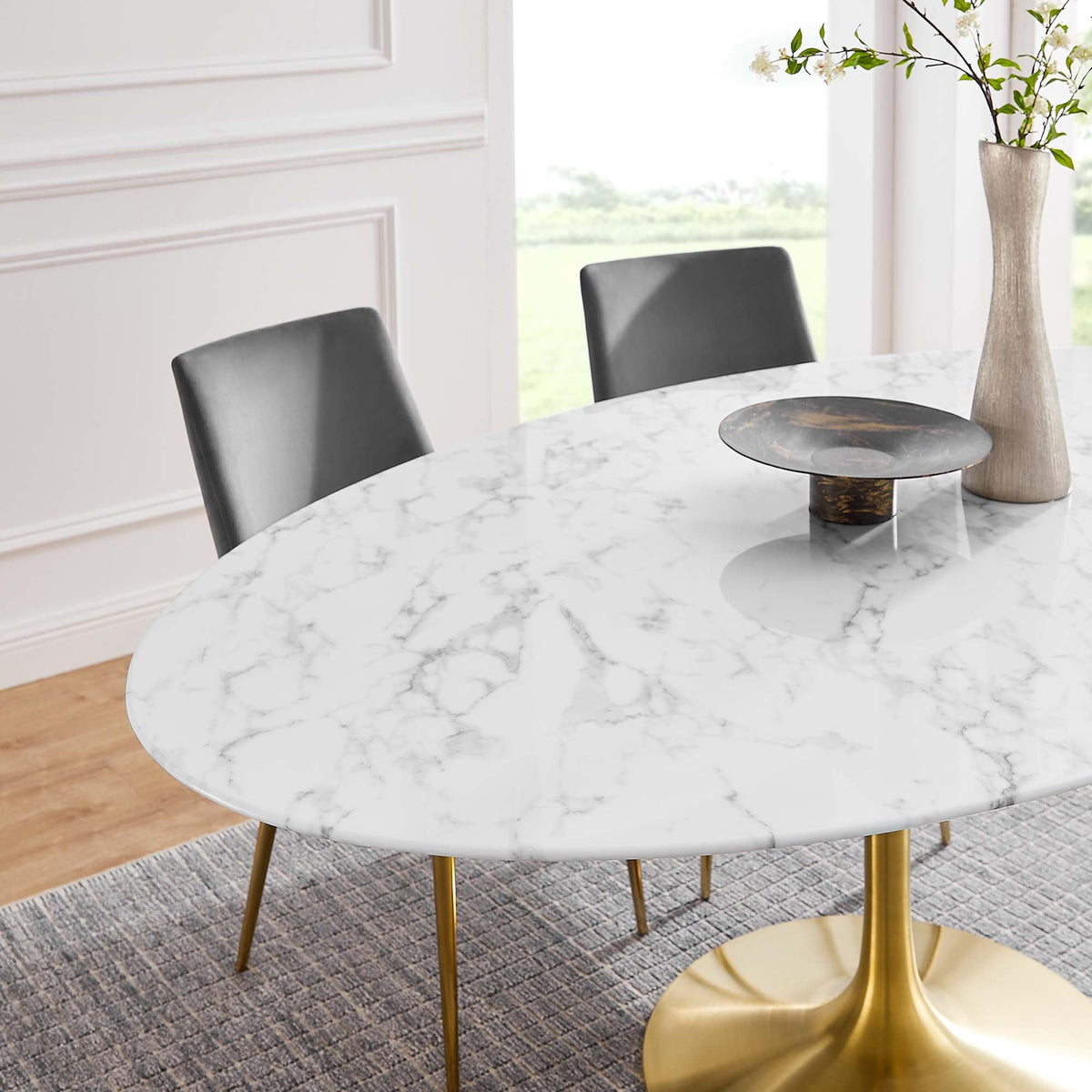 Lippa 78" Oval Faux Marble Dining Table by Modway - EEI-3257