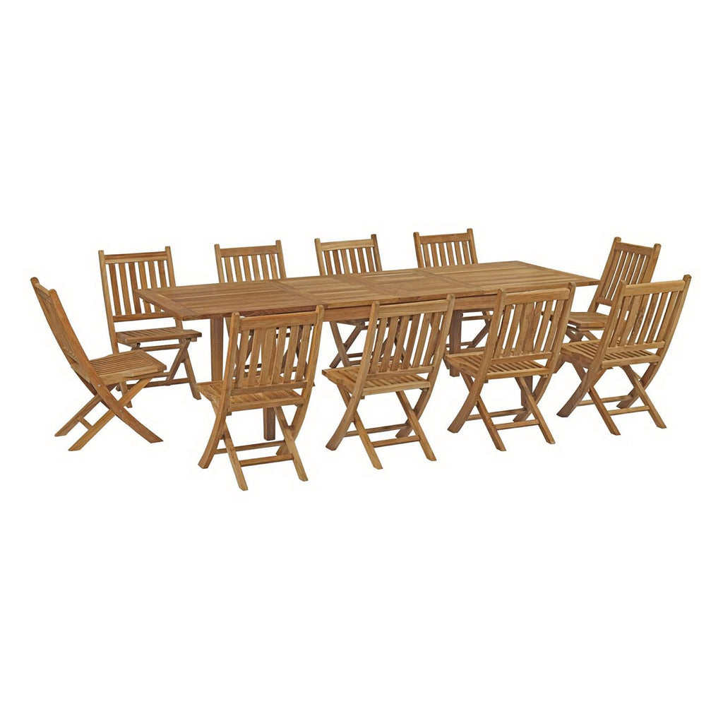 Marina 11 Piece Outdoor Patio Teak Dining Set by Modway - EEI-3284