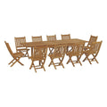 Marina 11 Piece Outdoor Patio Teak Dining Set by Modway - EEI-3284