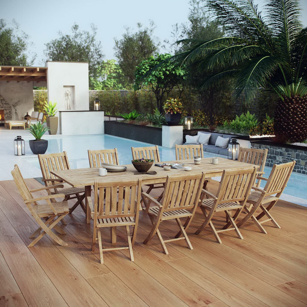 Marina 11 Piece Outdoor Patio Teak Dining Set by Modway - EEI-3285