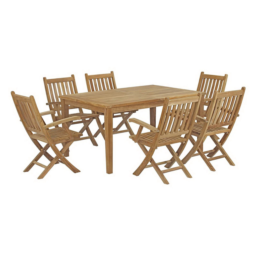 Marina 7 Piece Outdoor Patio Teak Dining Set by Modway - EEI-3291