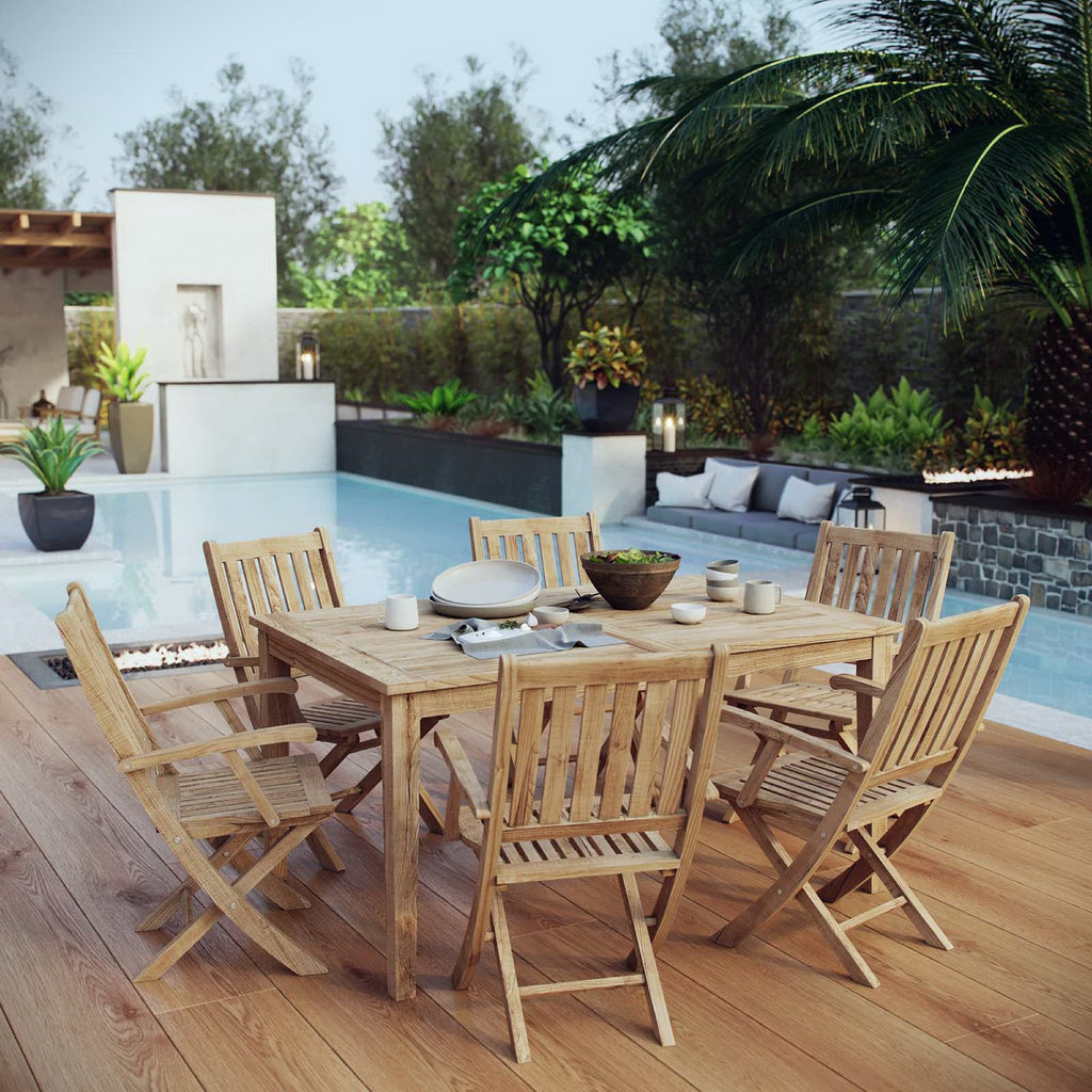 Marina 7 Piece Outdoor Patio Teak Dining Set by Modway - EEI-3291