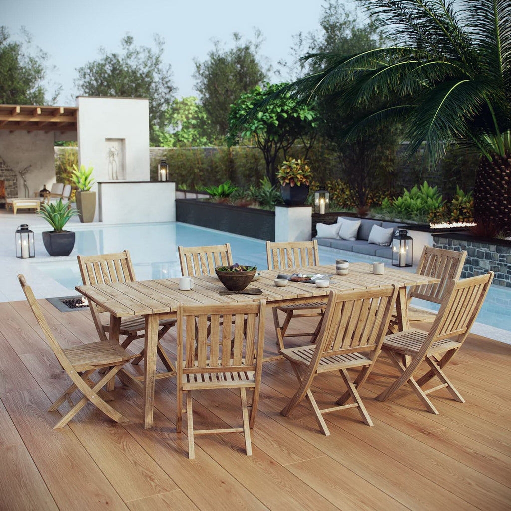 Marina 9 Piece Outdoor Patio Teak Dining Set by Modway - EEI-3313