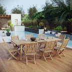 Marina 9 Piece Outdoor Patio Teak Dining Set by Modway - EEI-3313