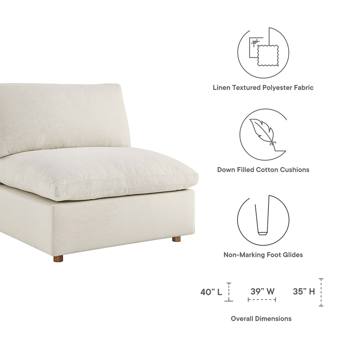Commix 3 Piece Down Filled Overstuffed Sectional Sofa Set by Modway