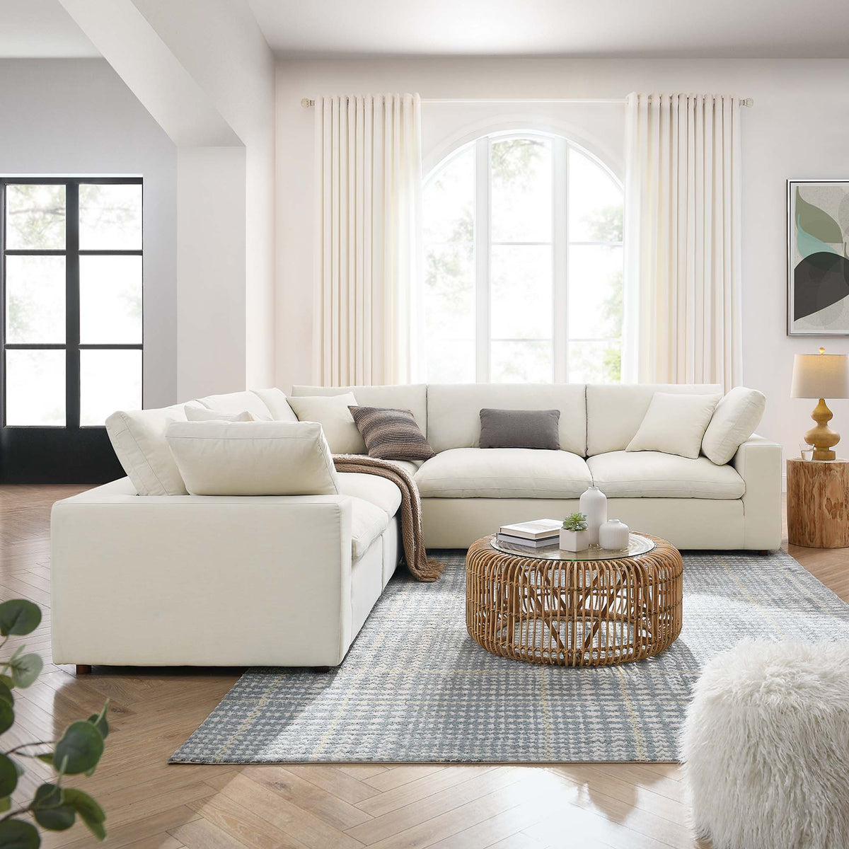 Commix 5 Piece Down Filled Overstuffed Sectional Sofa by Modway