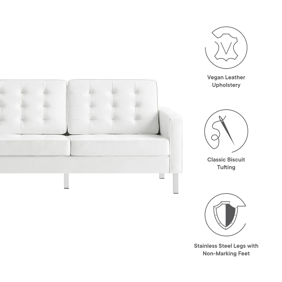 Loft Tufted Vegan Leather Sofa by Modway
