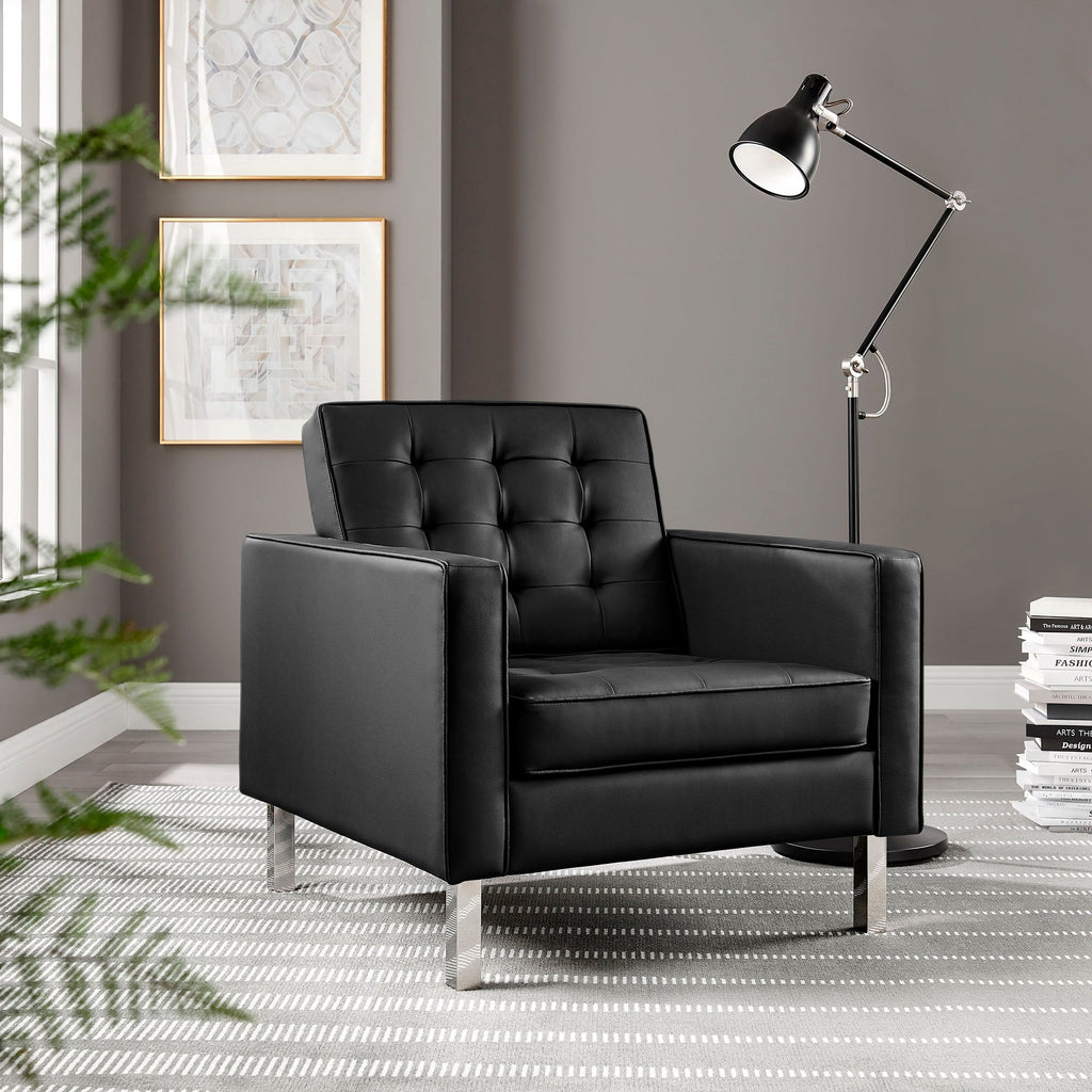 Loft Tufted Vegan Leather Armchair by Modway