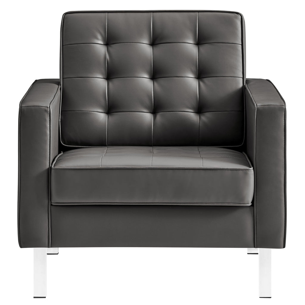 Loft Tufted Vegan Leather Armchairs Set of 2 by Modway
