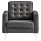 Loft Tufted Vegan Leather Armchairs Set of 2 by Modway