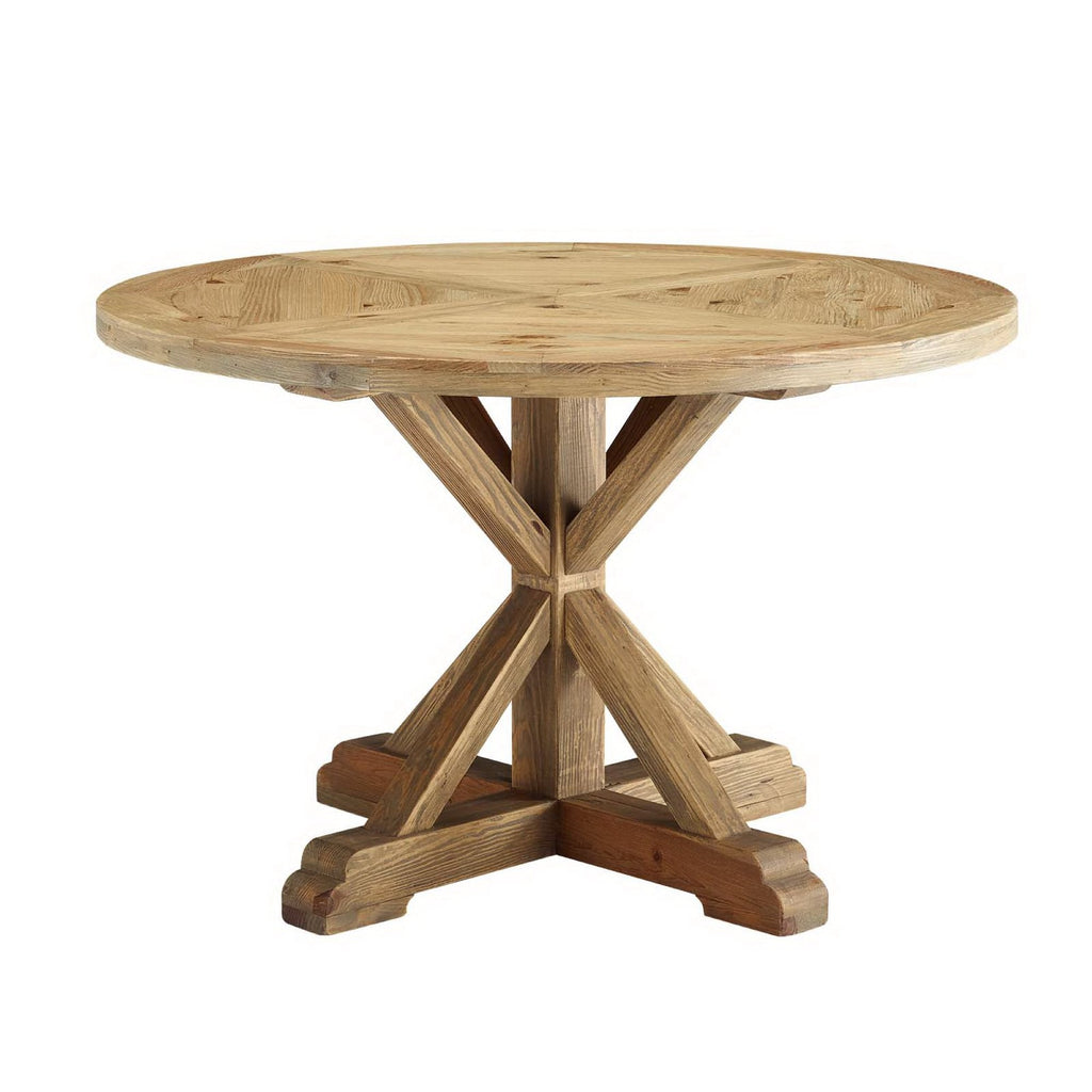 Stitch Round Pine Wood Dining Table by Modway
