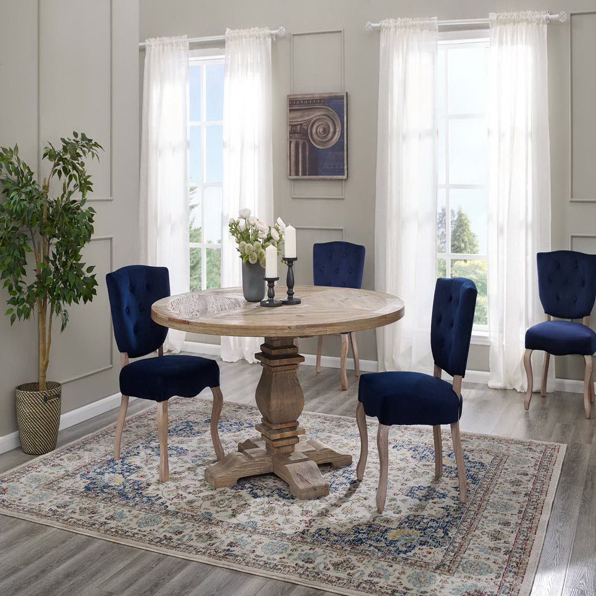 Column Round Pine Wood Dining Table by Modway