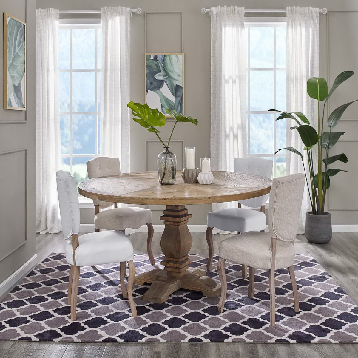 Column Round Pine Wood Dining Table by Modway