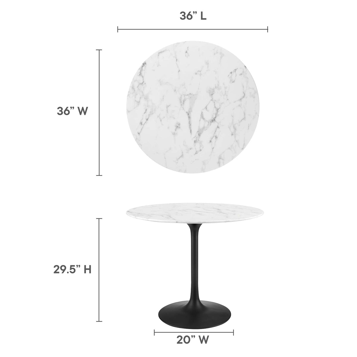 Lippa Round Faux Marble Dining Table by Modway