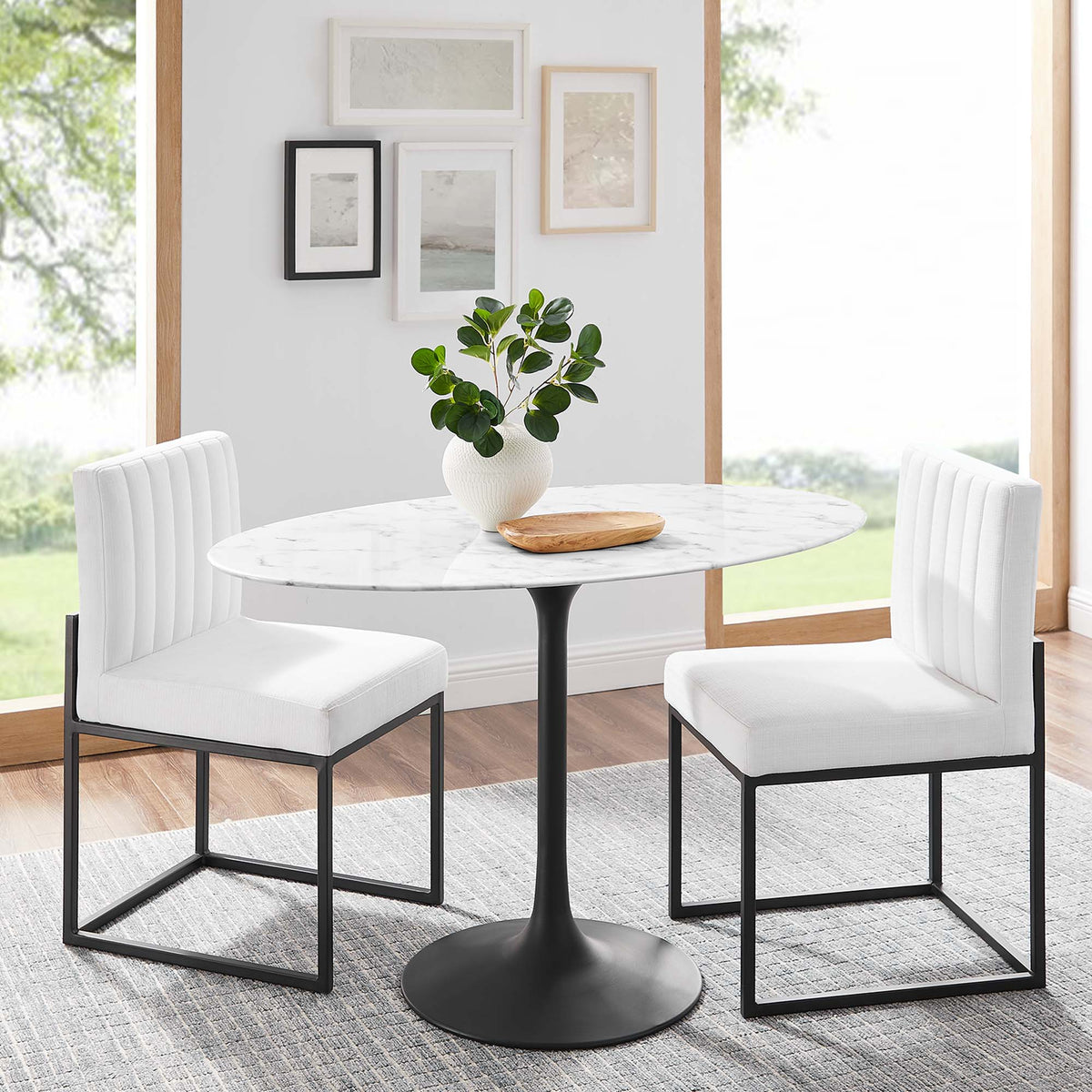 Lippa 48" Oval Faux Marble Dining Table by Modway - EEI-3518