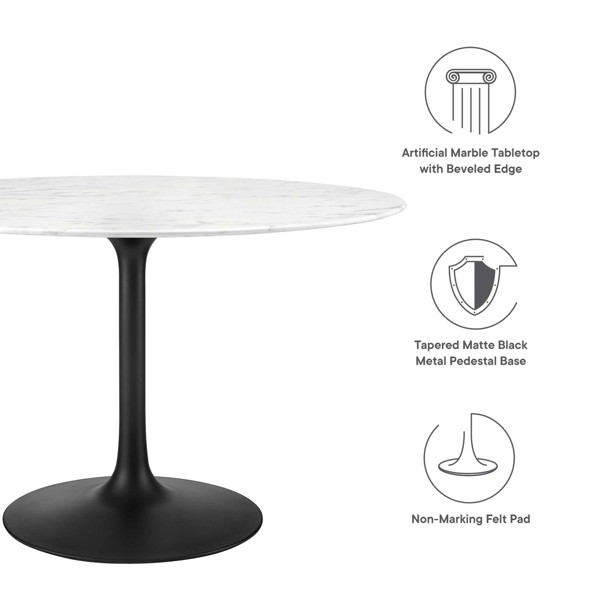 Lippa Round Faux Marble Dining Table by Modway