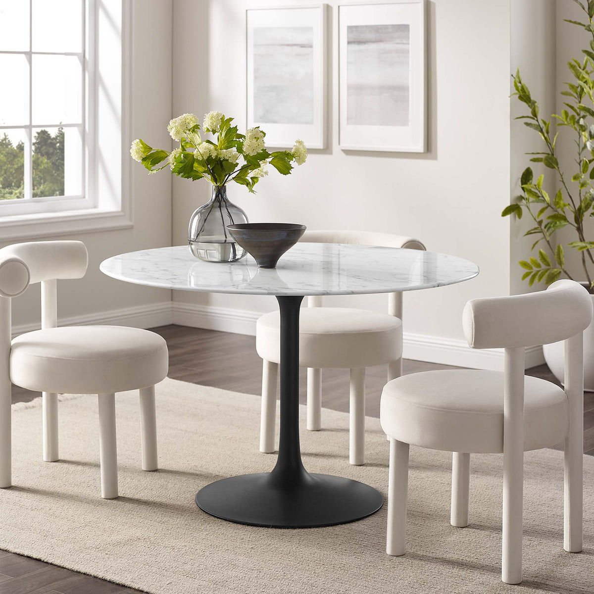 Lippa Round Faux Marble Dining Table by Modway