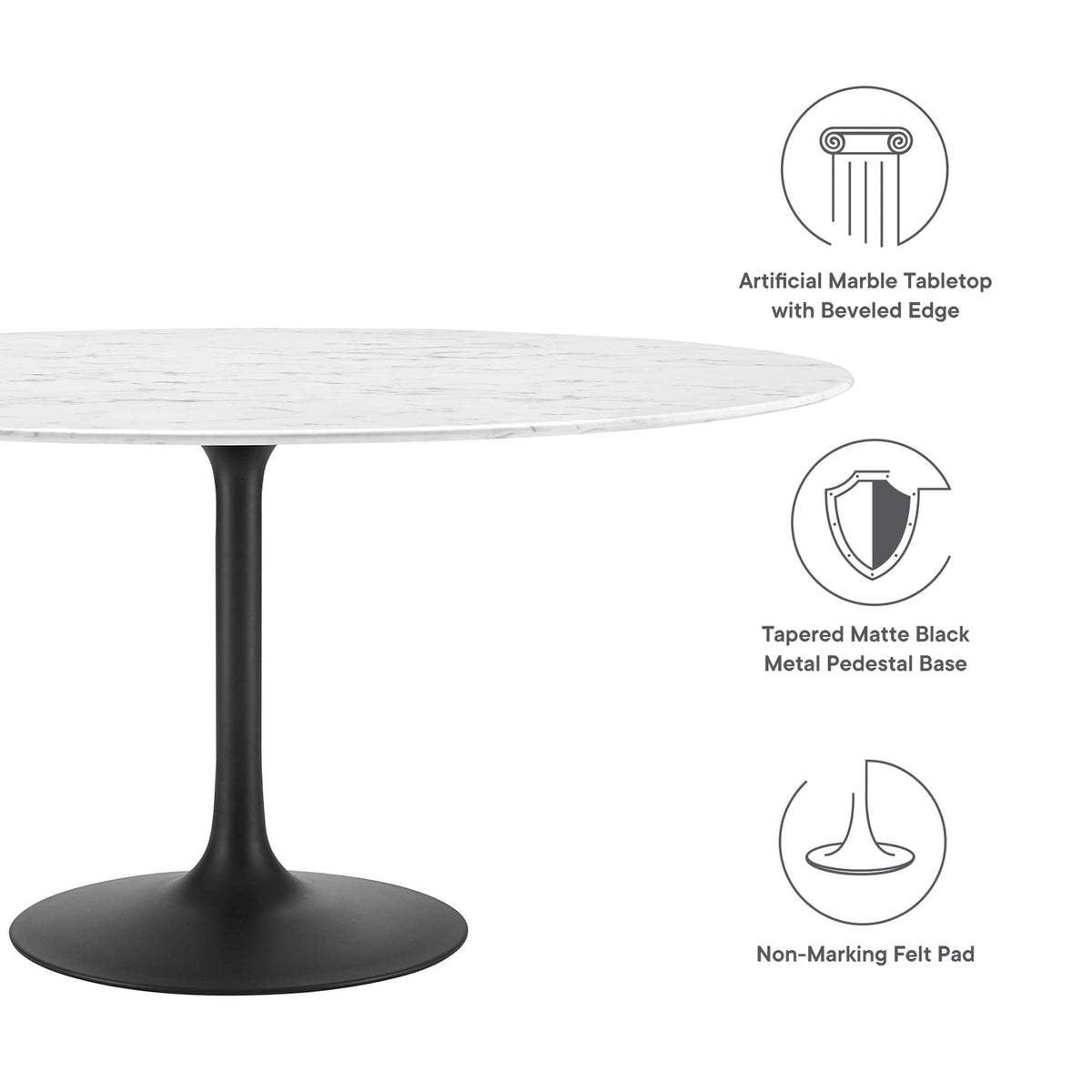 Lippa Round Faux Marble Dining Table by Modway
