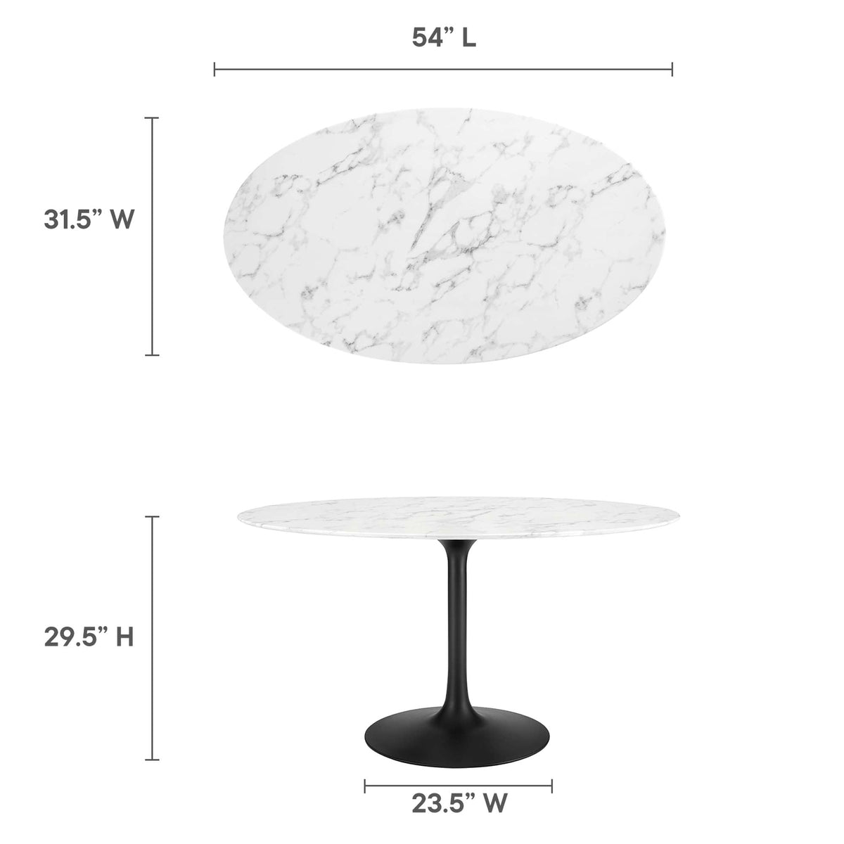 Lippa 54" Oval Faux Marble Dining Table by Modway - EEI-3530